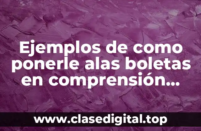 Ejemplos de como ponerle alas boletas en comprensión lectora