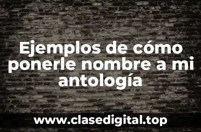 Ejemplos de cómo ponerle nombre a mi antología