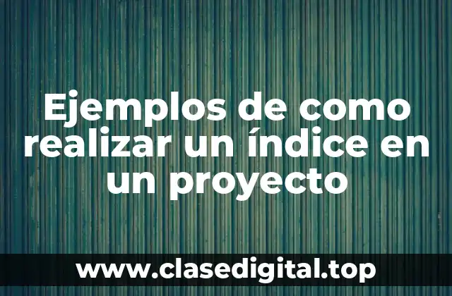 Ejemplos de como realizar un índice en un proyecto