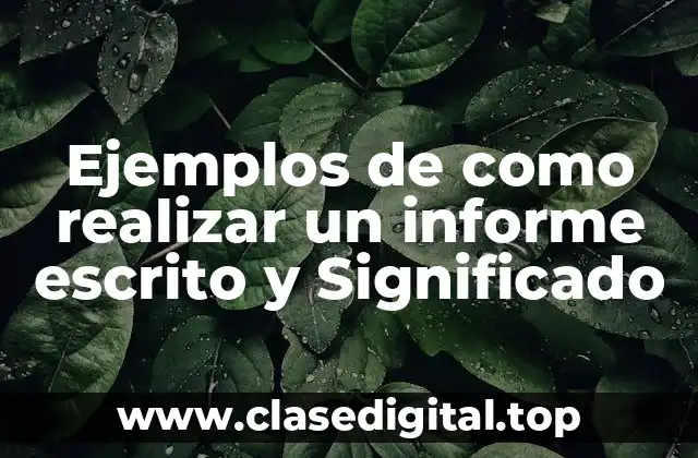 Ejemplos de como realizar un informe escrito y Significado