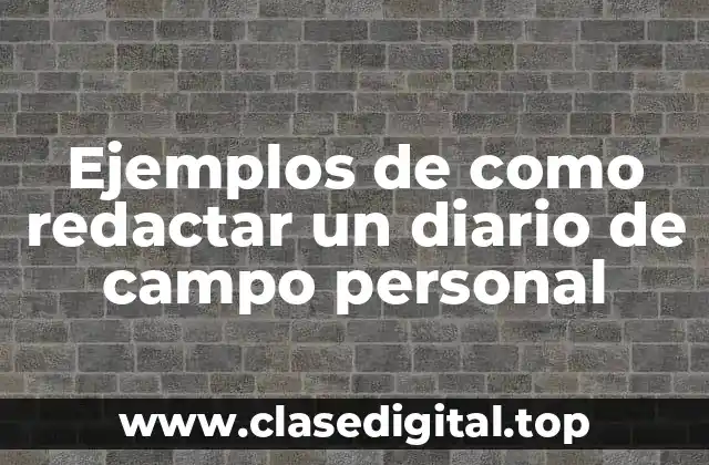 Ejemplos de como redactar un diario de campo personal