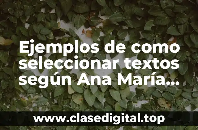 Ejemplos de como seleccionar textos según Ana María Kaufman
