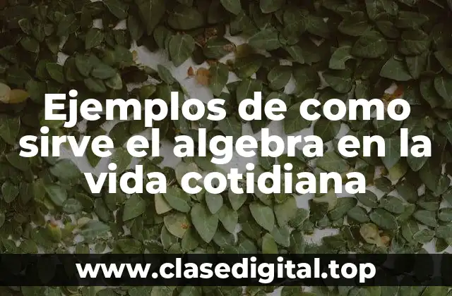 Ejemplos de como sirve el algebra en la vida cotidiana