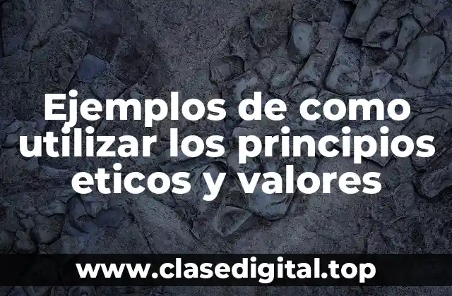 Ejemplos de como utilizar los principios eticos y valores