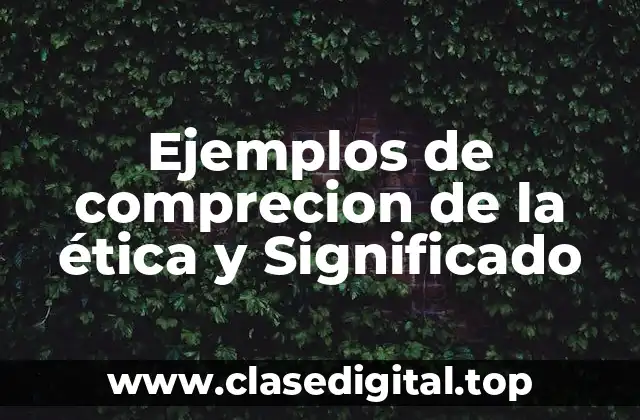 Ejemplos de comprecion de la ética y Significado