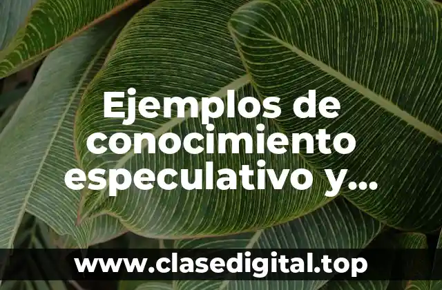Ejemplos de conocimiento especulativo y Significado