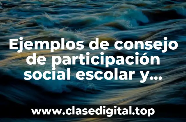 Ejemplos de consejo de participación social escolar y Significado