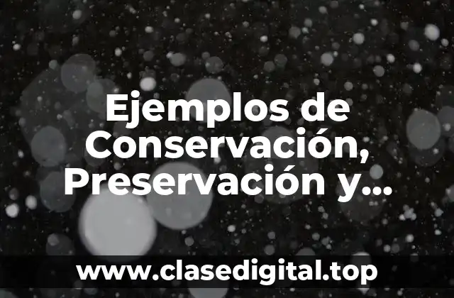 Ejemplos de Conservación, Preservación y Protección del Medio Ambiente