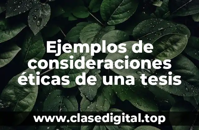 Ejemplos de consideraciones éticas de una tesis