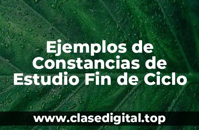 Ejemplos de Constancias de Estudio Fin de Ciclo
