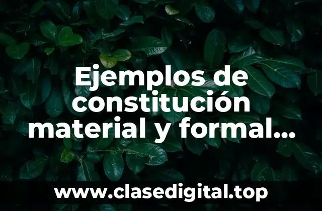 Ejemplos de constitución material y formal tareas jurídicas y Significado