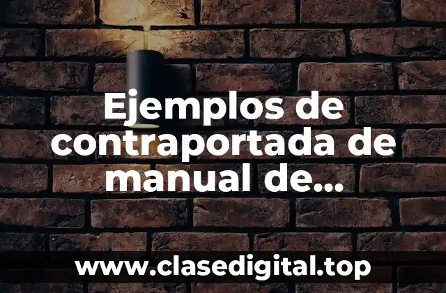 Ejemplos de contraportada de manual de bienvenida