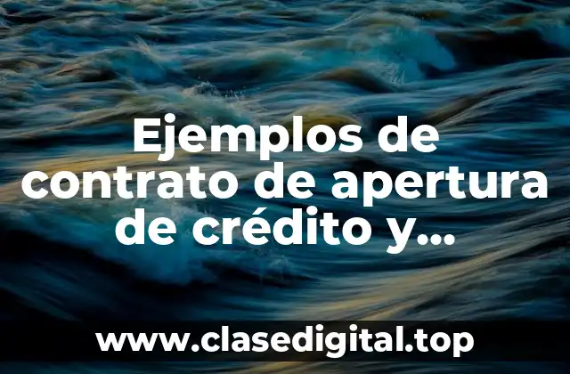 Ejemplos de contrato de apertura de crédito y Significado