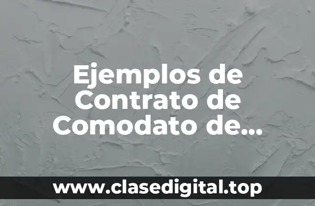 Ejemplos de Contrato de Comodato de Inmueble en México y Significado