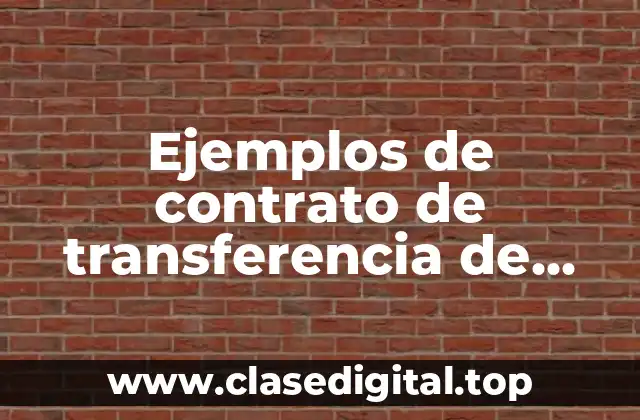 Ejemplos de contrato de transferencia de tecnología
