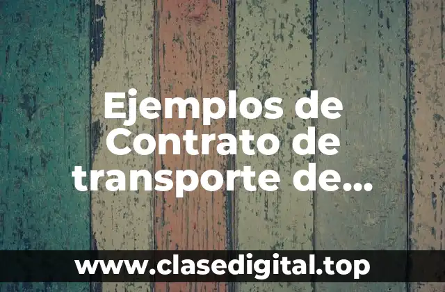 Ejemplos de Contrato de transporte de pasajeros y Significado