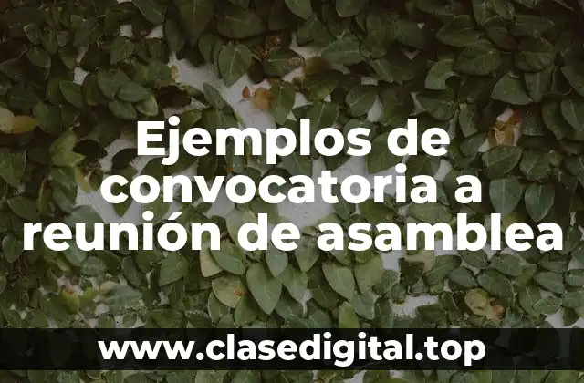 Ejemplos de convocatoria a reunión de asamblea