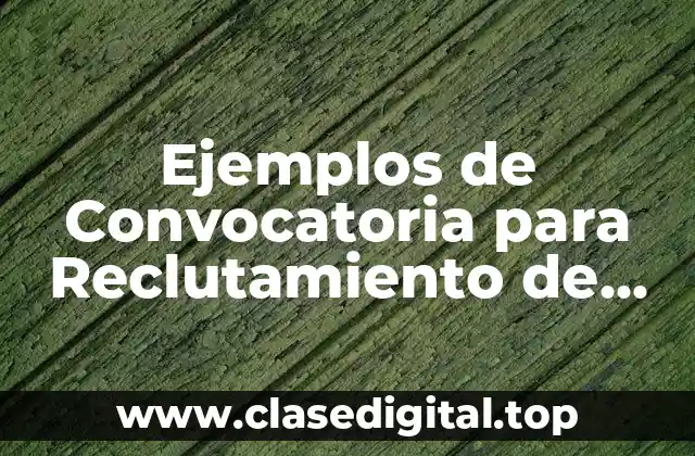 Ejemplos de Convocatoria para Reclutamiento de Personal y Significado