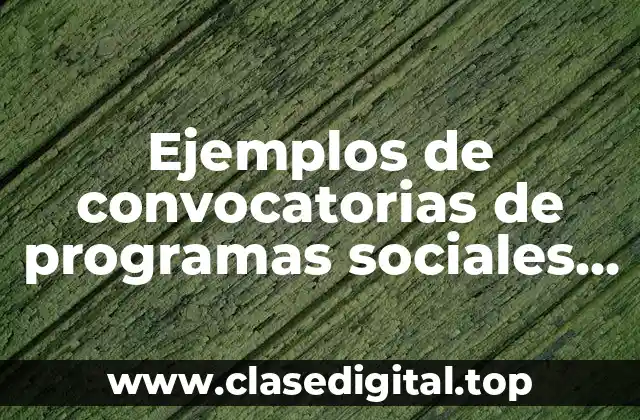 Ejemplos de convocatorias de programas sociales viales