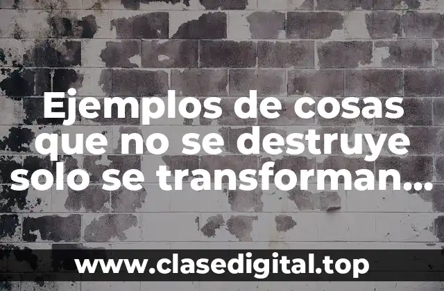 Ejemplos de cosas que no se destruye solo se transforman y Significado