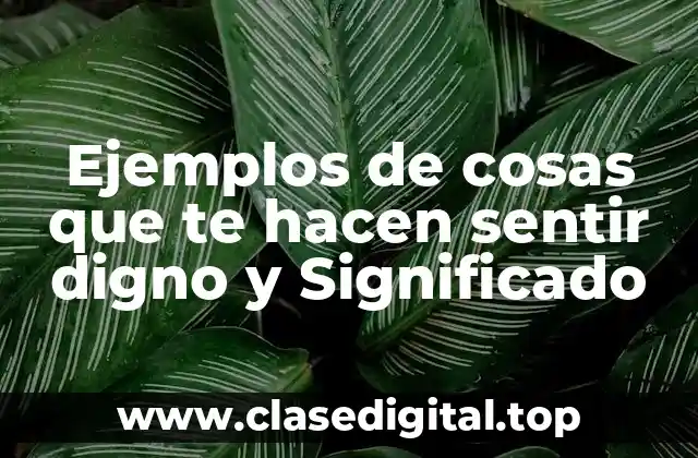 Ejemplos de cosas que te hacen sentir digno y Significado