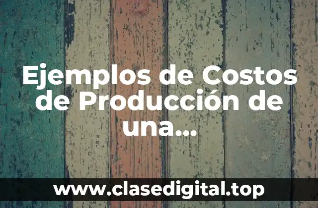 Ejemplos de Costos de Producción de una Comercializadora