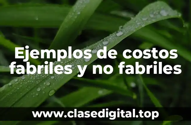 Ejemplos de costos fabriles y no fabriles