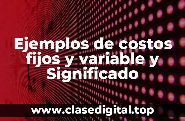 Ejemplos de costos fijos y variable y Significado
