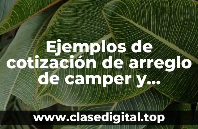 Ejemplos de cotización de arreglo de camper