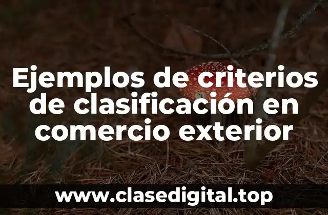 Ejemplos de criterios de clasificación en comercio exterior