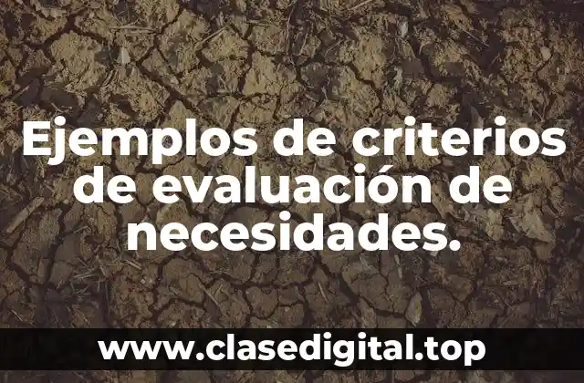 Ejemplos de criterios de evaluación de necesidades.