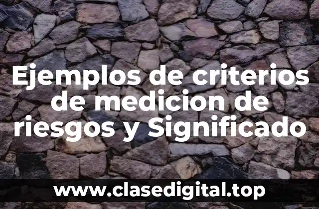 Ejemplos de criterios de medicion de riesgos y Significado