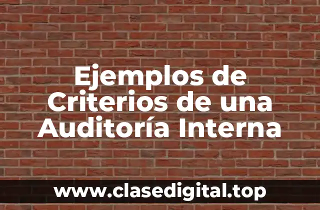 Ejemplos de Criterios de una Auditoría Interna