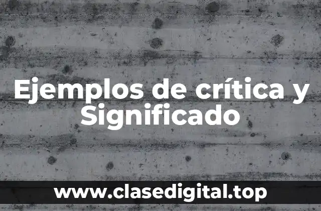 Ejemplos de crítica y Significado