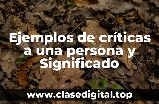 Ejemplos de críticas a una persona y Significado