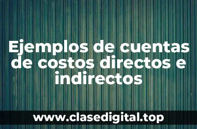 Ejemplos de cuentas de costos directos e indirectos
