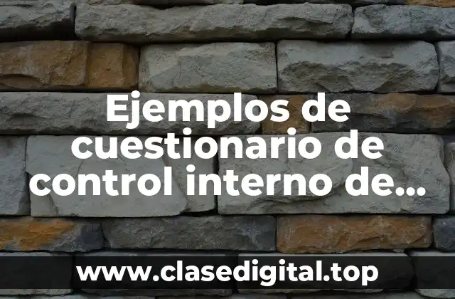 Ejemplos de cuestionario de control interno de activos intangibles