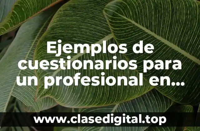Ejemplos de cuestionarios para un profesional en nutrición y Significado
