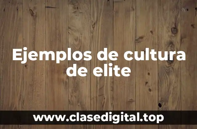 Ejemplos de cultura de elite