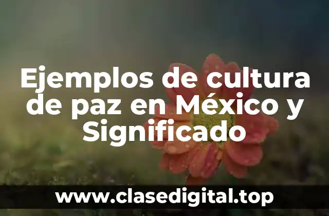 Ejemplos de cultura de paz en México y Significado