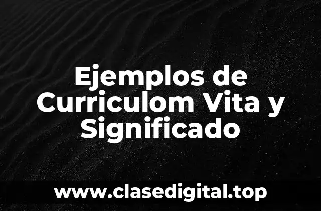 Ejemplos de Curriculom Vita y Significado