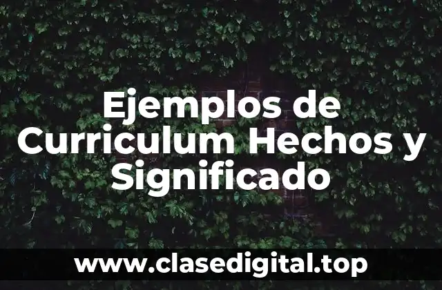 Ejemplos de Curriculum Hechos y Significado