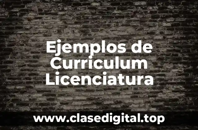 Ejemplos de Curriculum Licenciatura