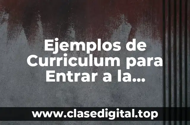 Ejemplos de Curriculum para Entrar a la Universidad