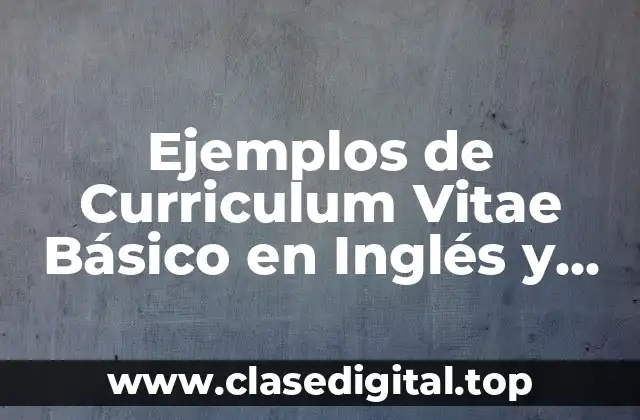 Ejemplos de Curriculum Vitae Básico en Inglés y Significado
