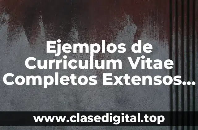 Ejemplos de Curriculum Vitae Completos Extensos Hechos