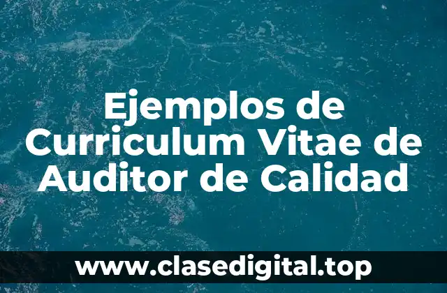 Ejemplos de Curriculum Vitae de Auditor de Calidad