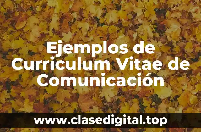 Ejemplos de Curriculum Vitae de Comunicación