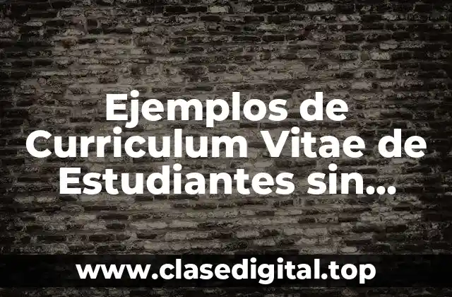 Ejemplos de Curriculum Vitae de Estudiantes sin Experiencia Laboral y Significado