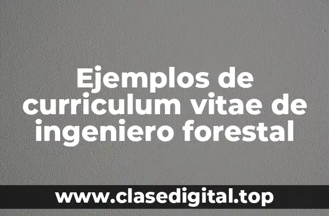 Ejemplos de curriculum vitae de ingeniero forestal